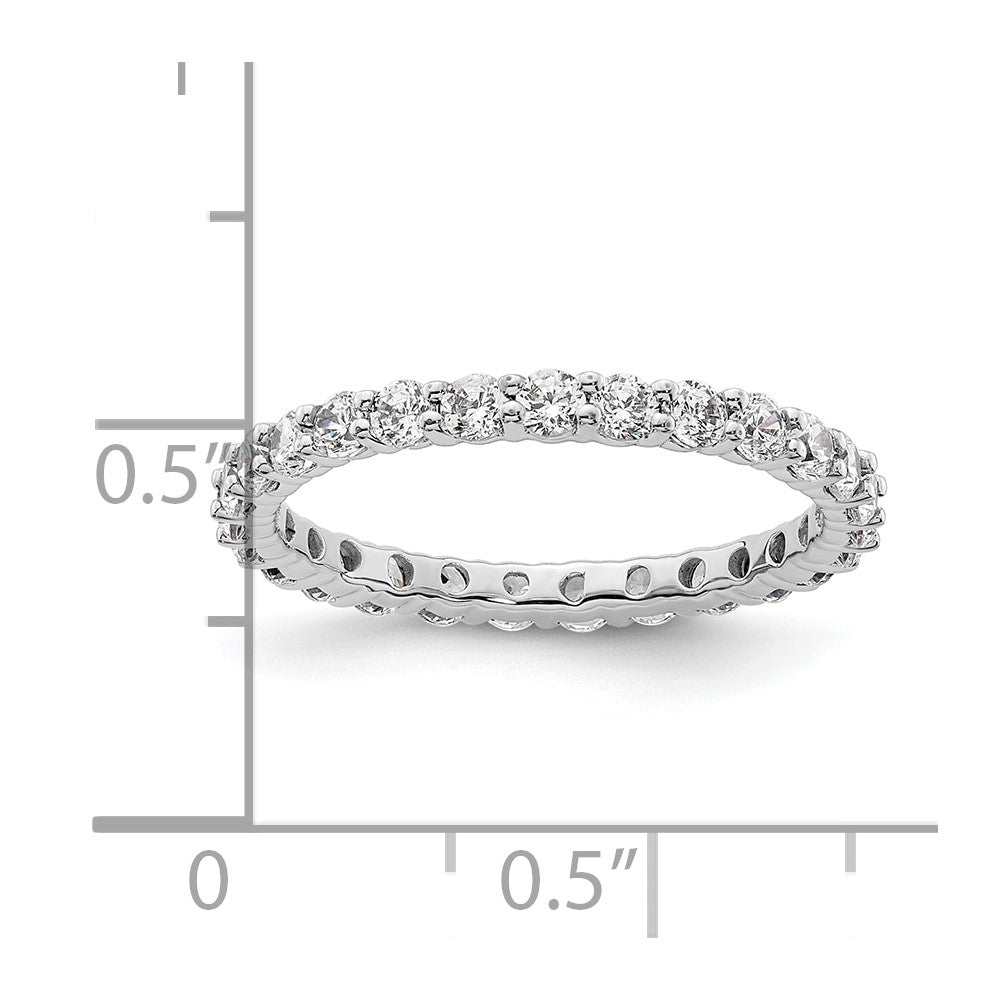 Solid Real 14k White Gold Polished shared Prong 1ct CZ Eternity Wedding Band Ring