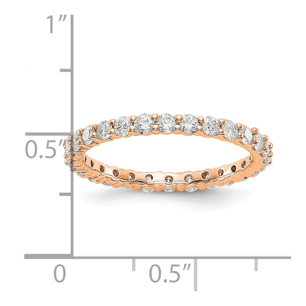 Solid Real 14k Rose Gold Polished shared Prong 1ct CZ Eternity Wedding Band Ring