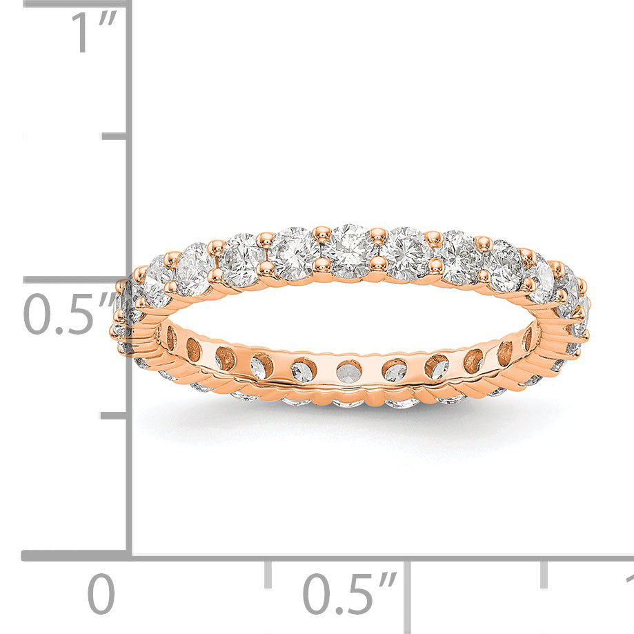 Solid Real 14k Rose Gold 1.5CT Shared Prong CZ Eternity Wedding Band Ring