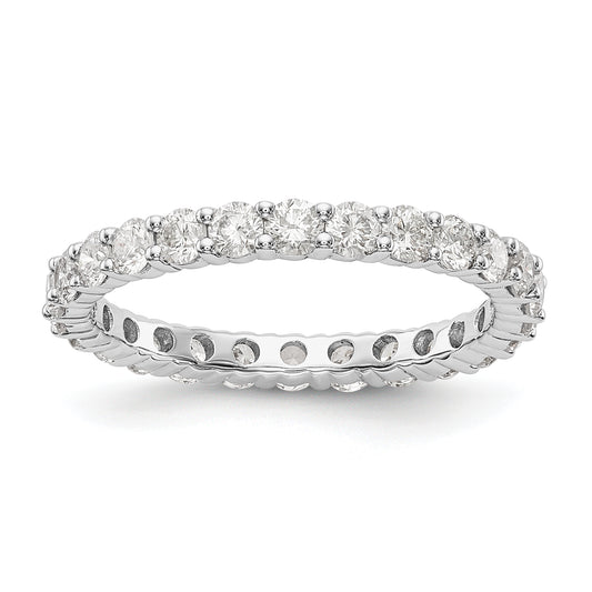 Solid Real 14k White Gold 1.5CT Shared Prong CZ Eternity Wedding Band Ring