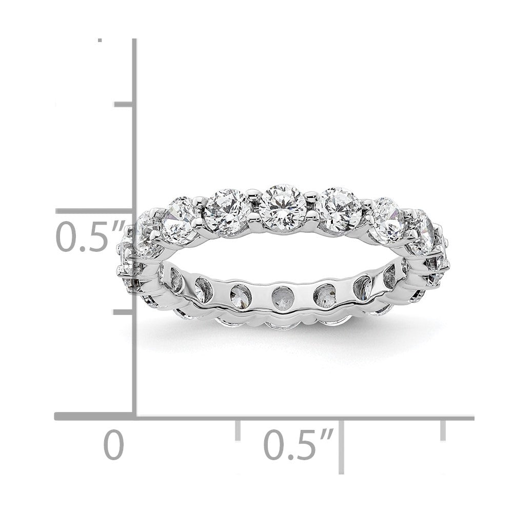 Solid Real 14k White Gold Polished Shared Prong 2ct CZ Eternity Wedding Band Ring