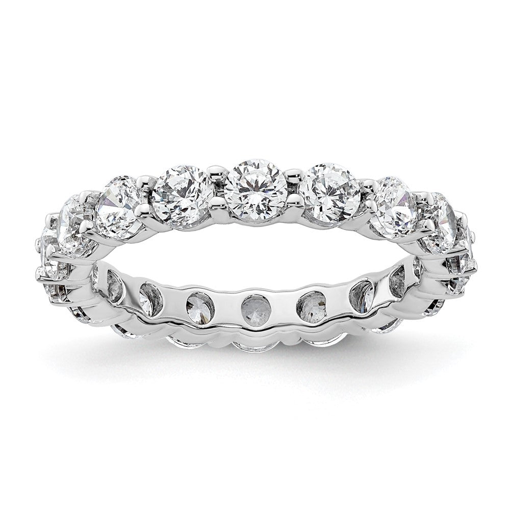 Solid Real 14k White Gold Polished Shared Prong 2ct CZ Eternity Wedding Band Ring