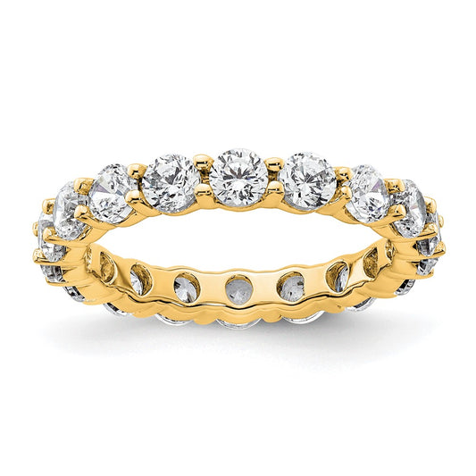 Solid Real 14k Polished Shared Prong 2ct CZ Eternity Wedding Band Ring