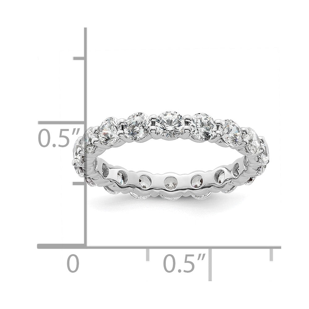 Solid Real 14k White Gold Polished Shared Prong 2ct CZ Eternity Wedding Band Ring