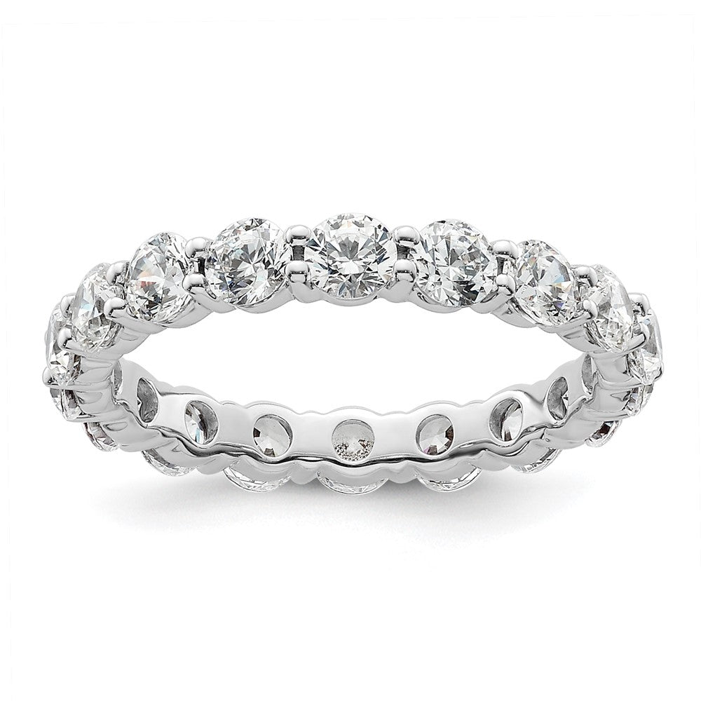 Solid Real 14k White Gold Polished Shared Prong 2ct CZ Eternity Wedding Band Ring