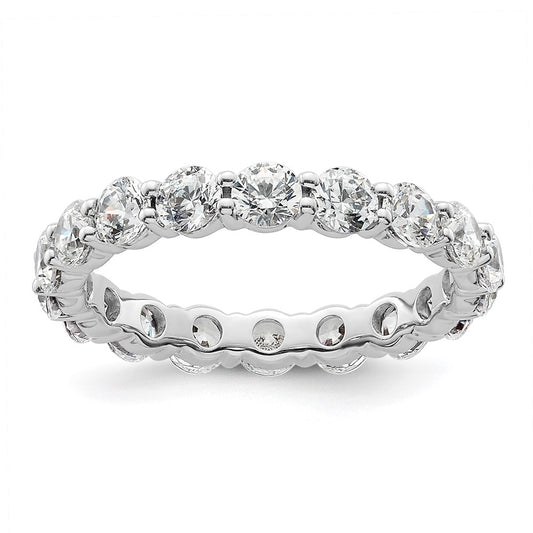 Solid Real 14k White Gold Polished Shared Prong 2ct CZ Eternity Wedding Band Ring