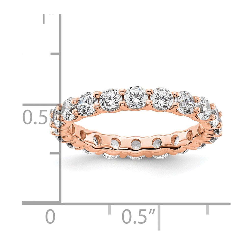 Solid Real 14k Rose Gold Polished Shared Prong 2ct CZ Eternity Wedding Band Ring