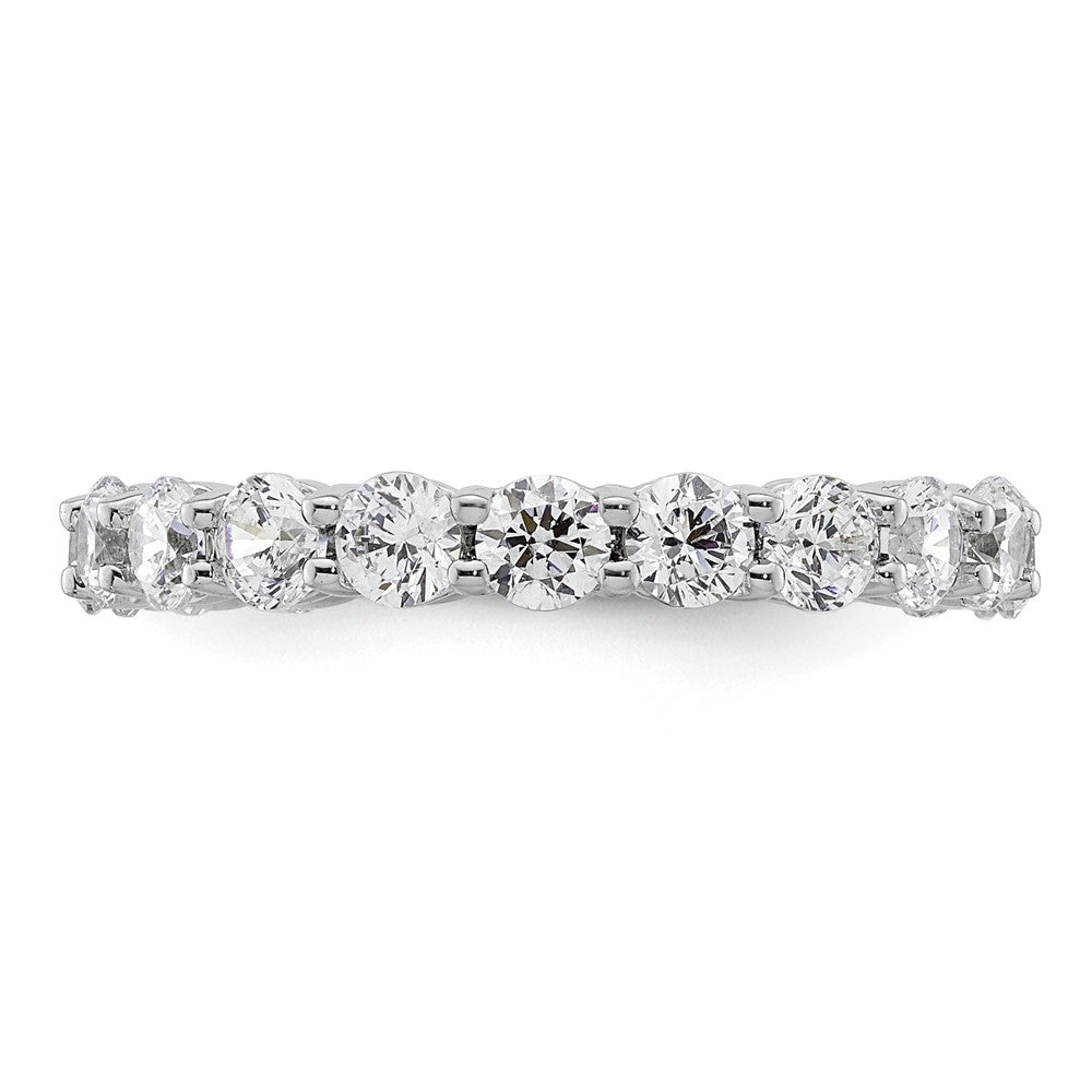 Solid Real 14k White Gold Polished Shared Prong 2ct CZ Eternity Wedding Band Ring