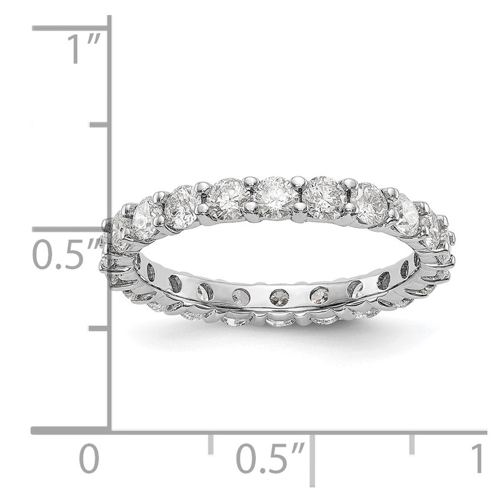 Solid Real 14k White Gold Polished Shared Prong 2ct CZ Eternity Wedding Band Ring