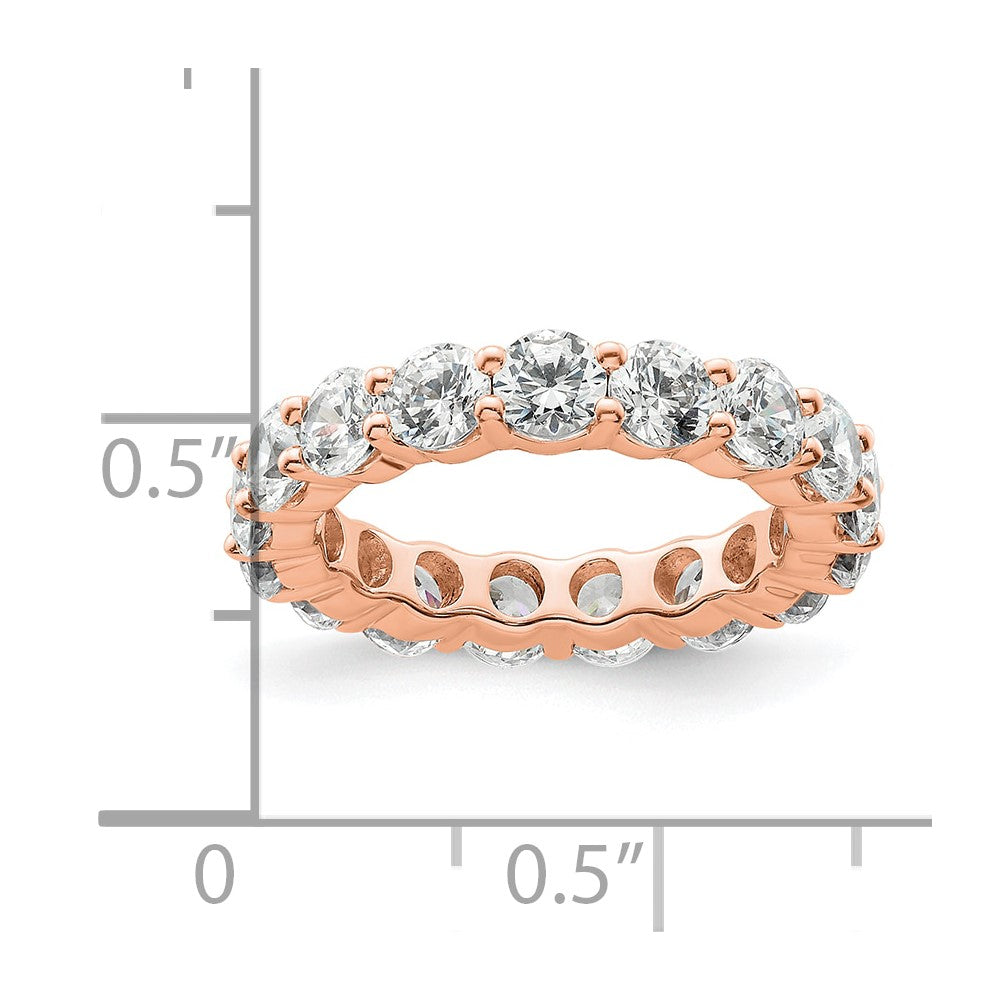 Solid Real 14k Rose Gold Polished Shared Prong 3ct CZ Eternity Wedding Band Ring