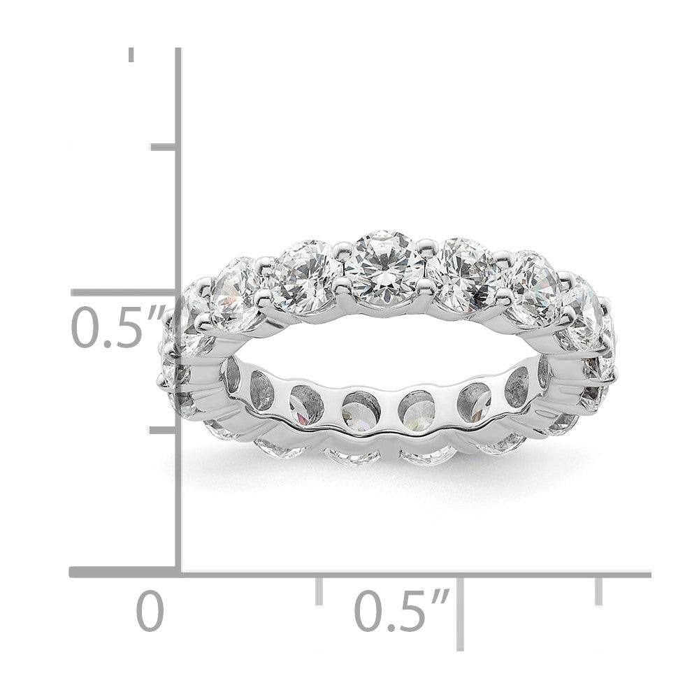 Solid Real 14k White Gold Polished Shared Prong 3ct CZ Eternity Wedding Band Ring