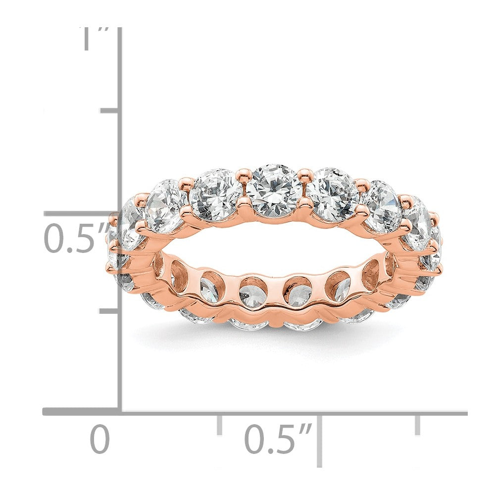 Solid Real 14k Rose Gold Polished Shared Prong 3ct CZ Eternity Wedding Band Ring