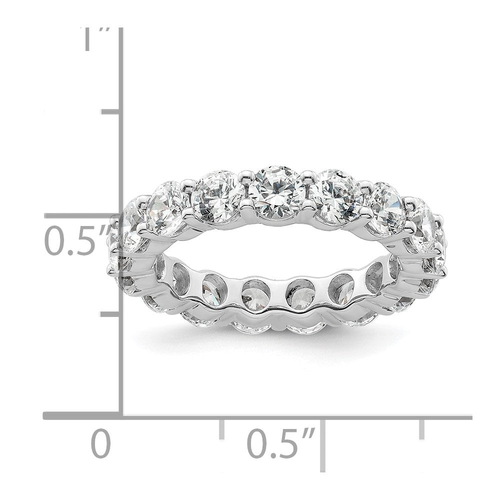 Solid Real 14k White Gold Polished Shared Prong 3ct CZ Eternity Wedding Band Ring