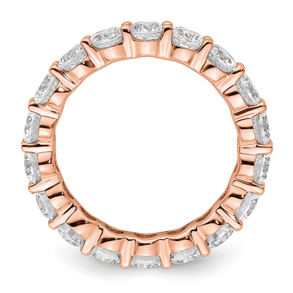 Solid Real 14k Rose Gold Polished Shared Prong 3ct CZ Eternity Wedding Band Ring