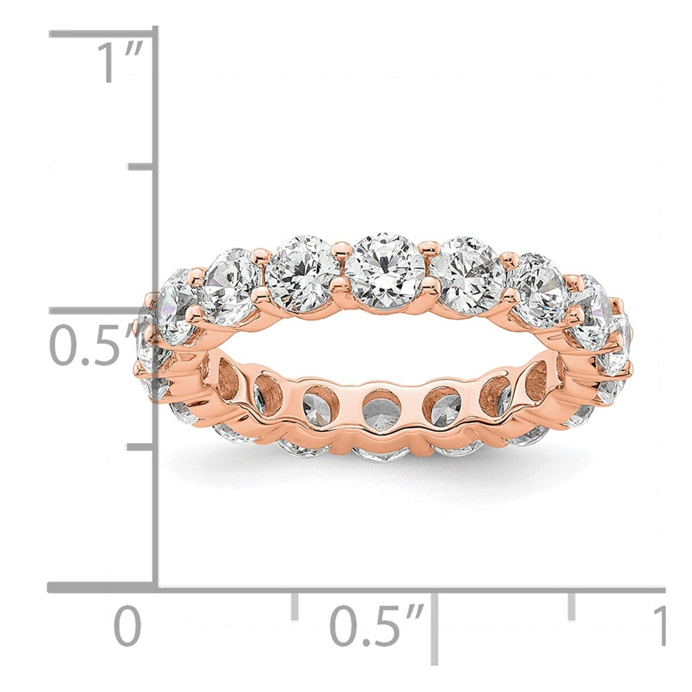 Solid Real 14k Rose Gold Polished Shared Prong 3ct CZ Eternity Wedding Band Ring