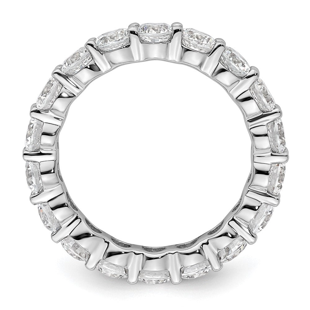 Solid Real 14k White Gold Polished Shared Prong 3ct CZ Eternity Wedding Band Ring