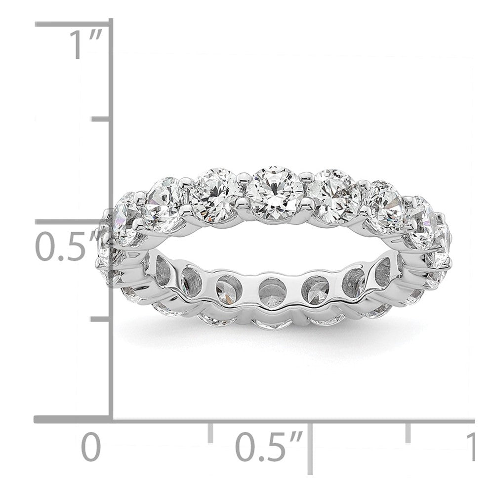 Solid Real 14k White Gold Polished Shared Prong 3ct CZ Eternity Wedding Band Ring