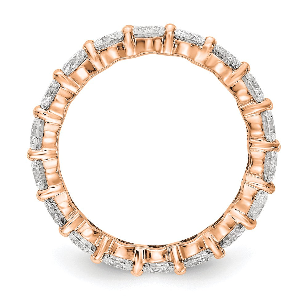 Solid Real 14k Rose Gold Polished Shared Prong 3ct CZ Eternity Wedding Band Ring