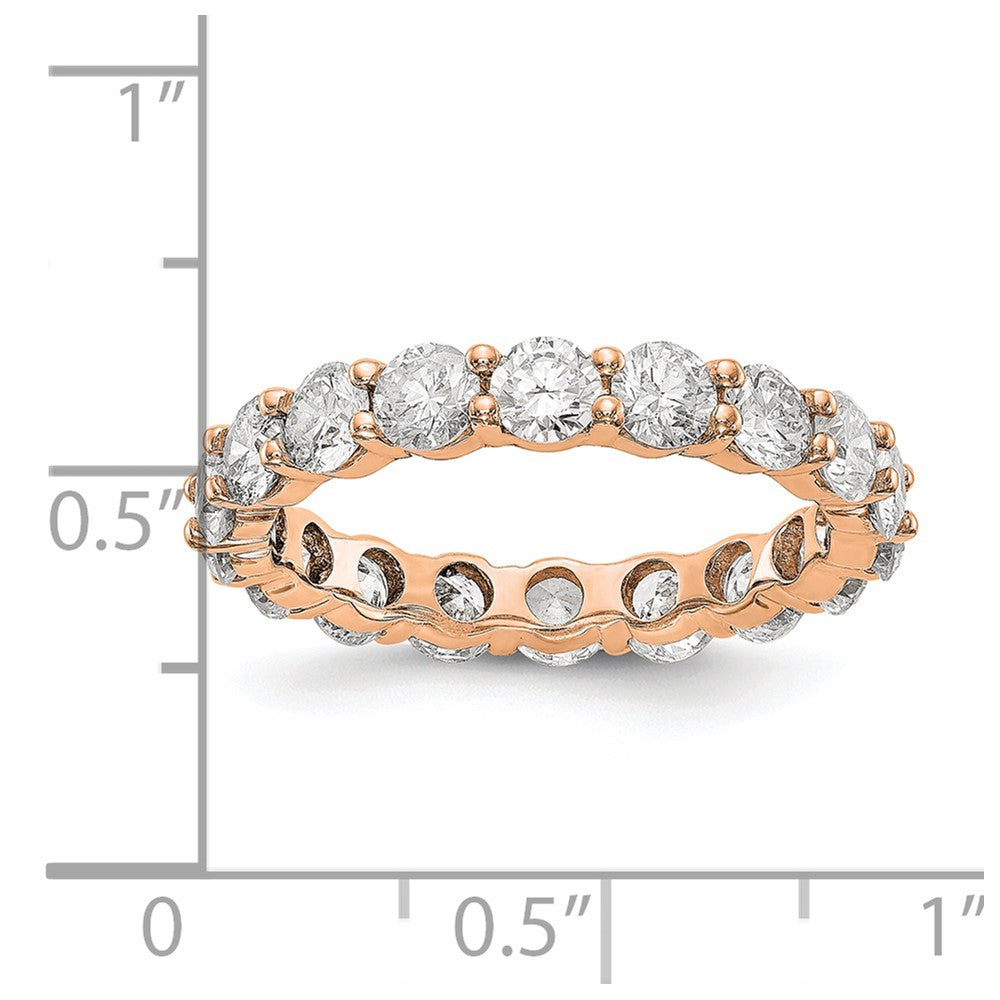 Solid Real 14k Rose Gold Polished Shared Prong 3ct CZ Eternity Wedding Band Ring