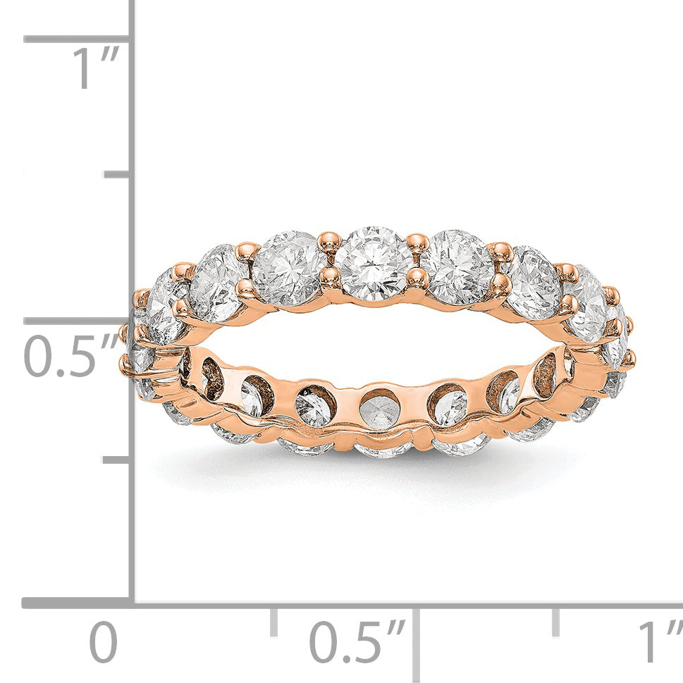 Solid Real 14k Rose Gold Polished Shared Prong 3ct CZ Eternity Wedding Band Ring