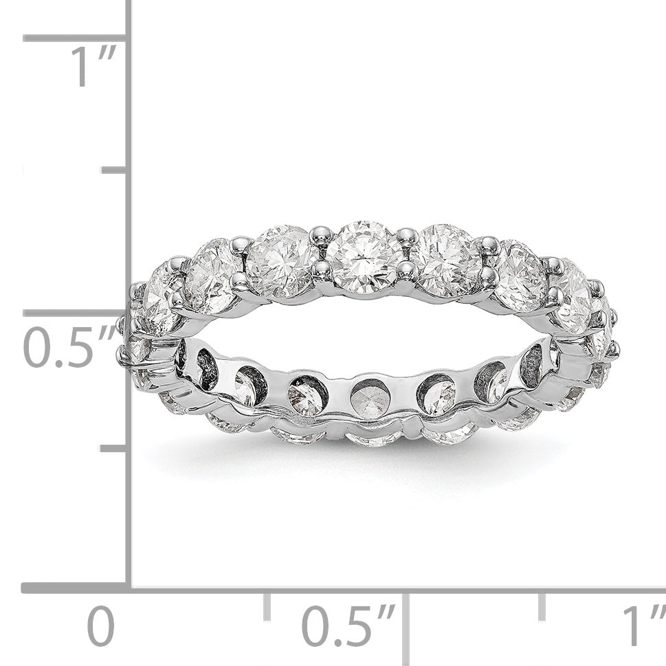 Solid Real 14k White Gold Polished Shared Prong 3ct CZ Eternity Wedding Band Ring