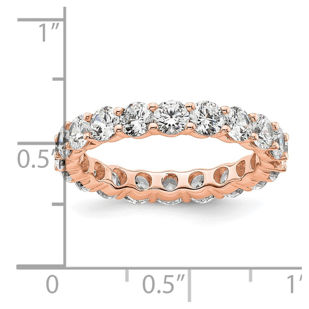 Solid Real 14k Rose Gold Polished Shared Prong 3ct CZ Eternity Wedding Band Ring