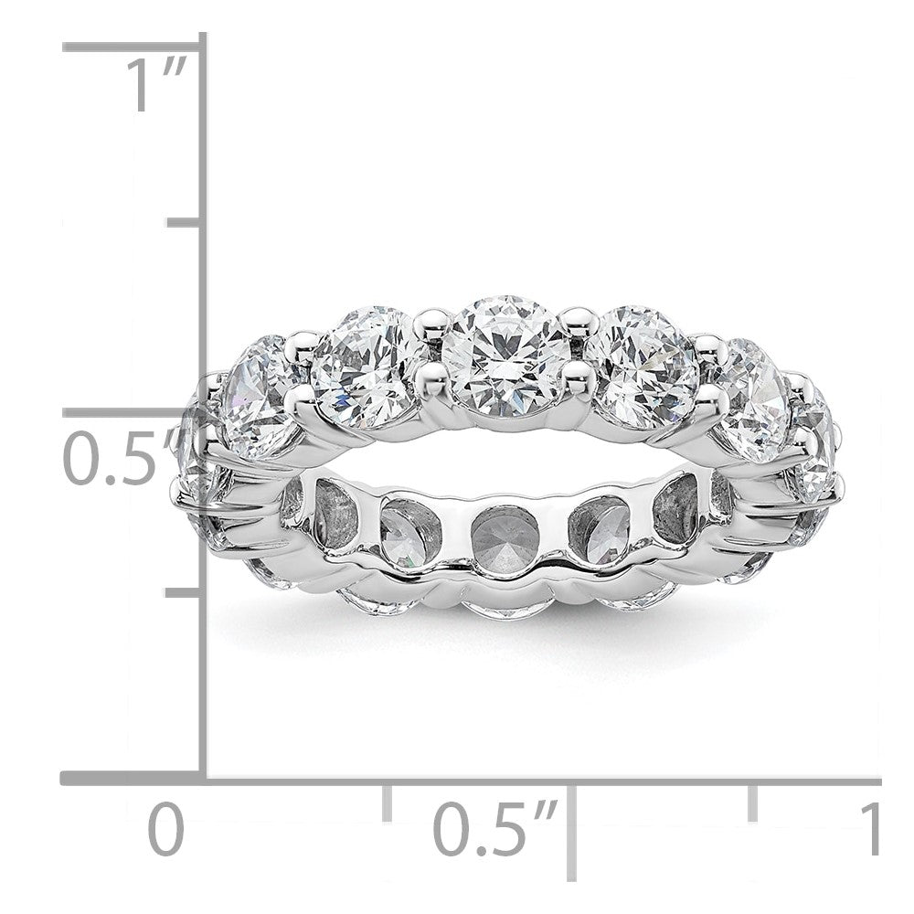 Solid Real 14k White Gold Polished Shared Prong 4ct CZ Eternity Wedding Band Ring