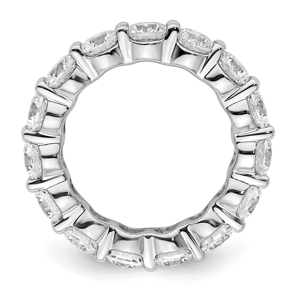 Solid Real 14k White Gold Polished Shared Prong 4ct CZ Eternity Wedding Band Ring