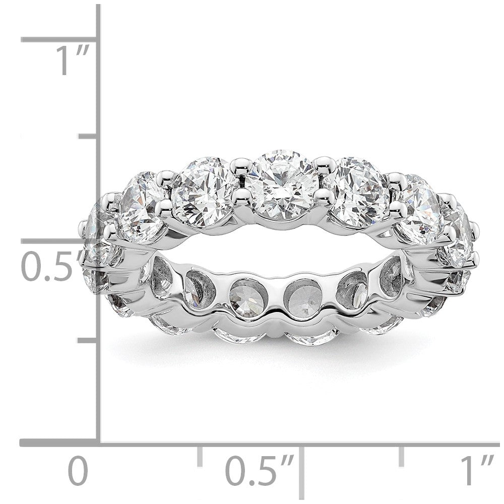 Solid Real 14k White Gold Polished Shared Prong 4ct CZ Eternity Wedding Band Ring