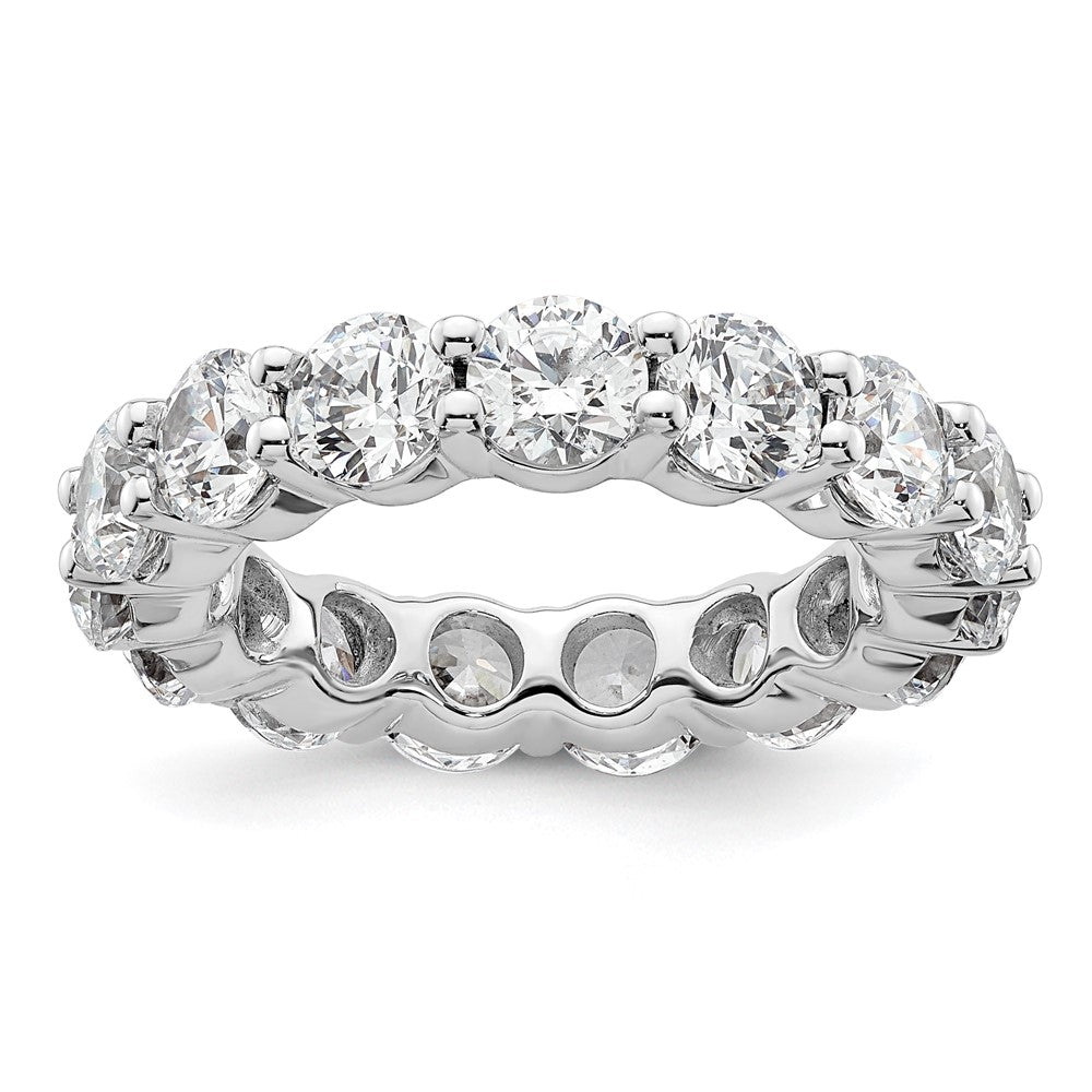 Solid Real 14k White Gold Polished Shared Prong 4ct CZ Eternity Wedding Band Ring