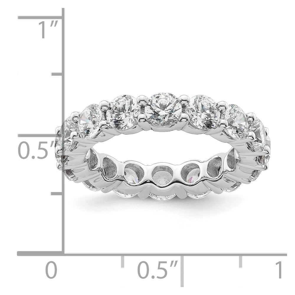 Solid Real 14k White Gold Polished Shared Prong 4ct CZ Eternity Wedding Band Ring