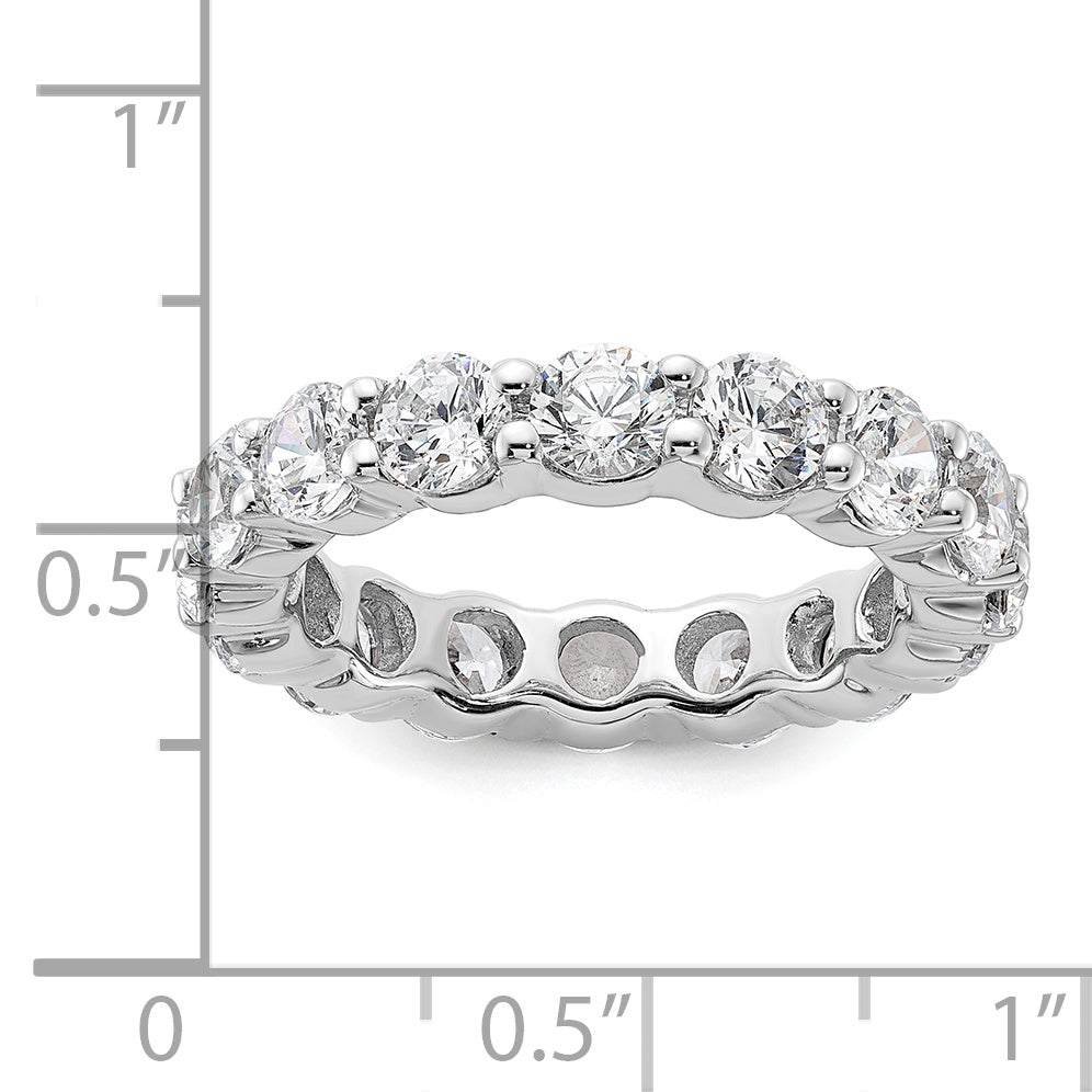 Solid Real 14k White Gold Polished Shared Prong 4ct CZ Eternity Wedding Band Ring