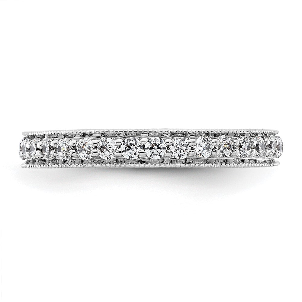 Solid Real 14k White Gold Polished Round 1/2 CT Vintage CZ Eternity Wedding Band Ring