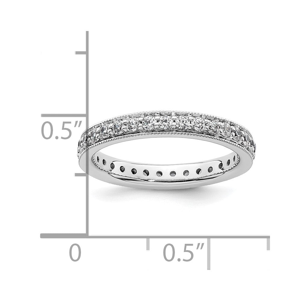 Solid Real 14k White Gold Polished Round 1/2 CT Vintage CZ Eternity Wedding Band Ring