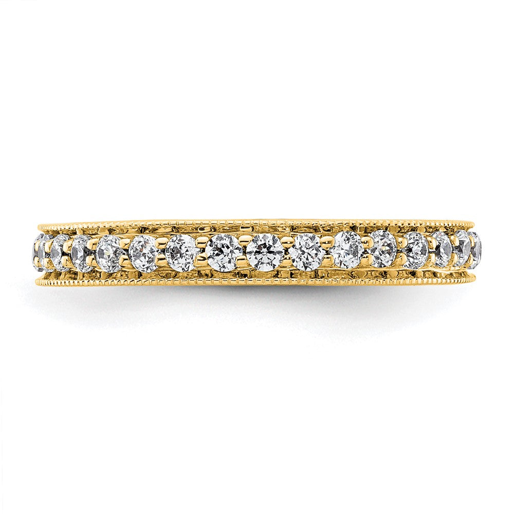 Solid Real 14k Polished Round 1/2 CT Vintage CZ Eternity Wedding Band Ring