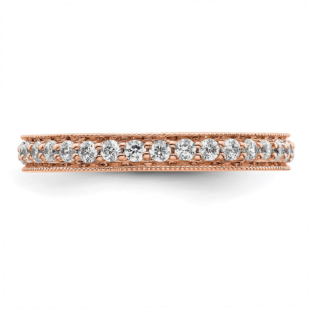 Solid Real 14k Rose Gold Polished Round 1/2 CT Vintage CZ Eternity Wedding Band Ring