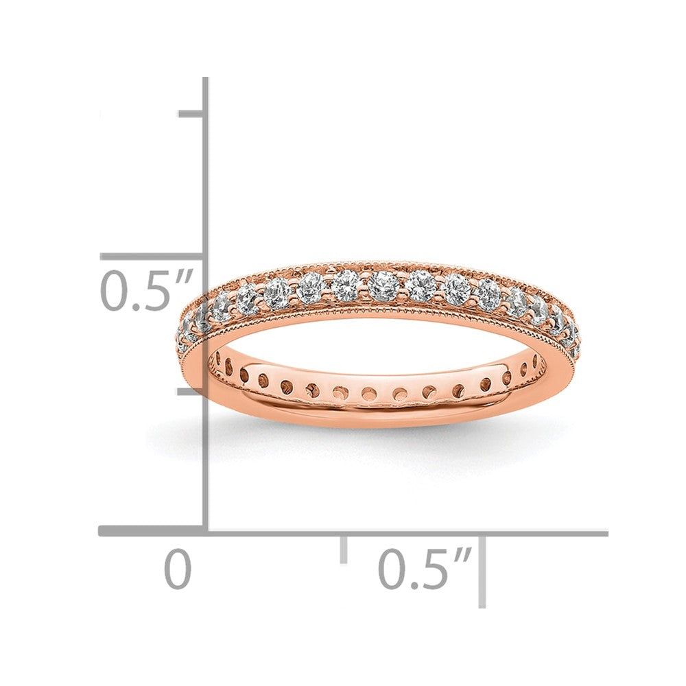 Solid Real 14k Rose Gold Polished Round 1/2 CT Vintage CZ Eternity Wedding Band Ring