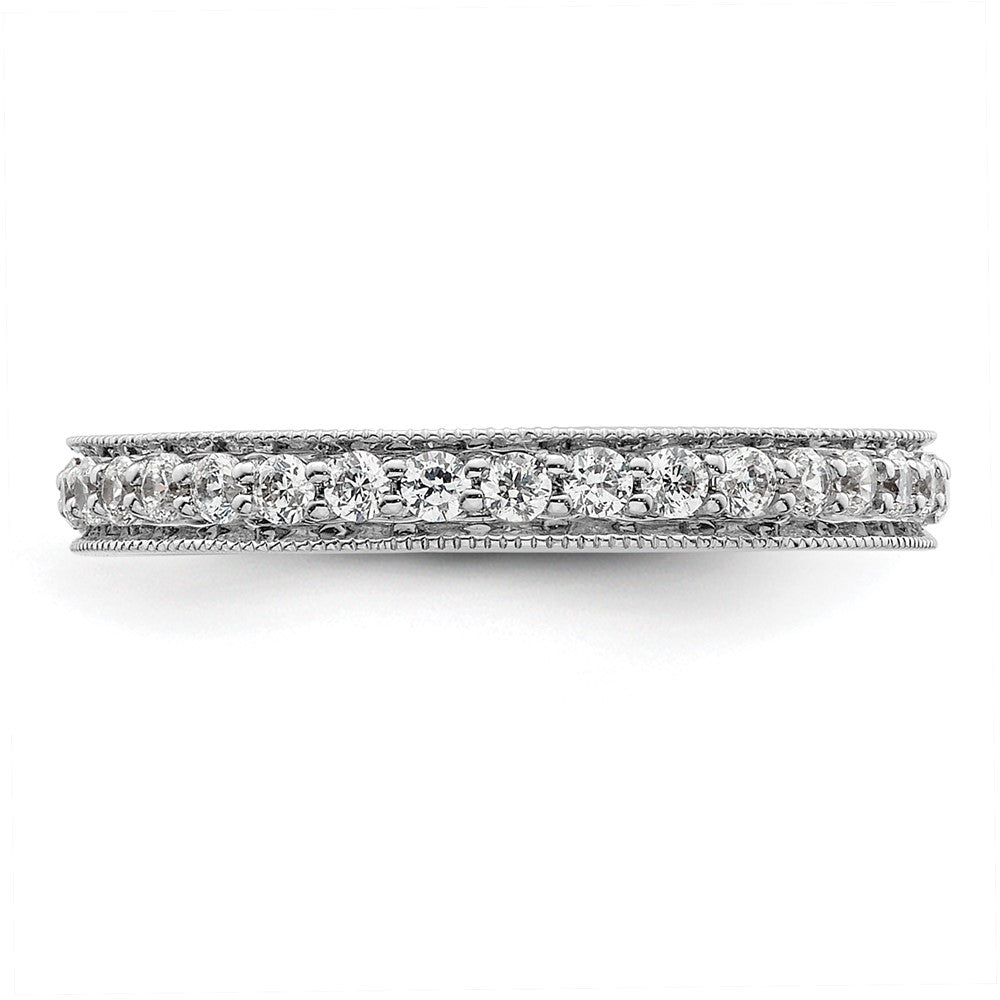 Solid Real 14k White Gold Polished Round 1/2 CT Vintage CZ Eternity Wedding Band Ring