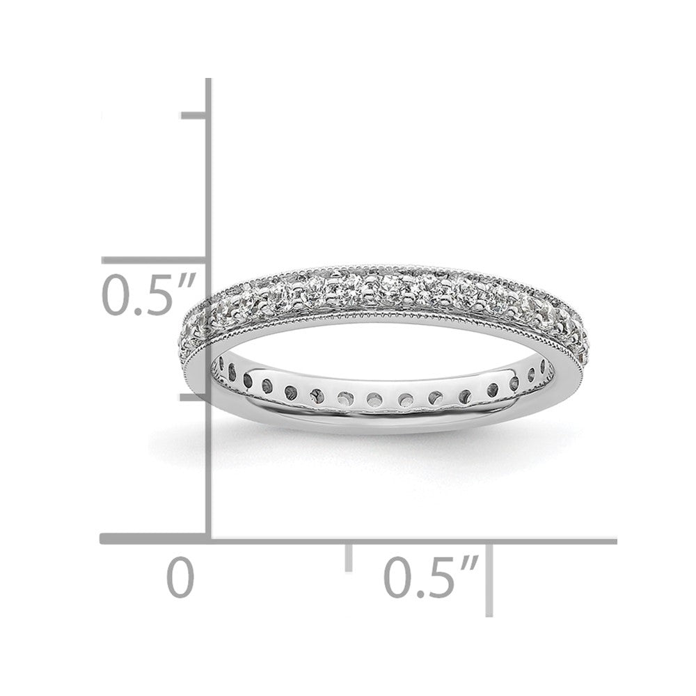 Solid Real 14k White Gold Polished Round 1/2 CT Vintage CZ Eternity Wedding Band Ring