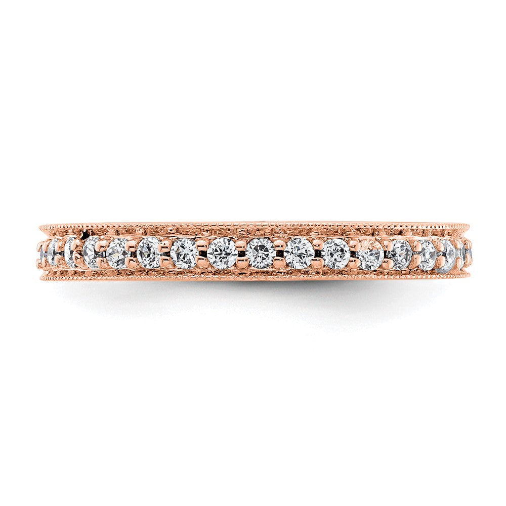 Solid Real 14k Rose Gold Polished Round 1/2 CT Vintage CZ Eternity Wedding Band Ring