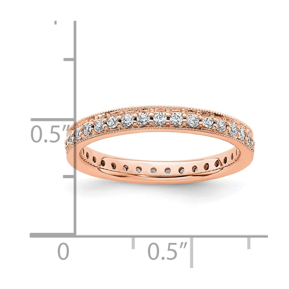 Solid Real 14k Rose Gold Polished Round 1/2 CT Vintage CZ Eternity Wedding Band Ring