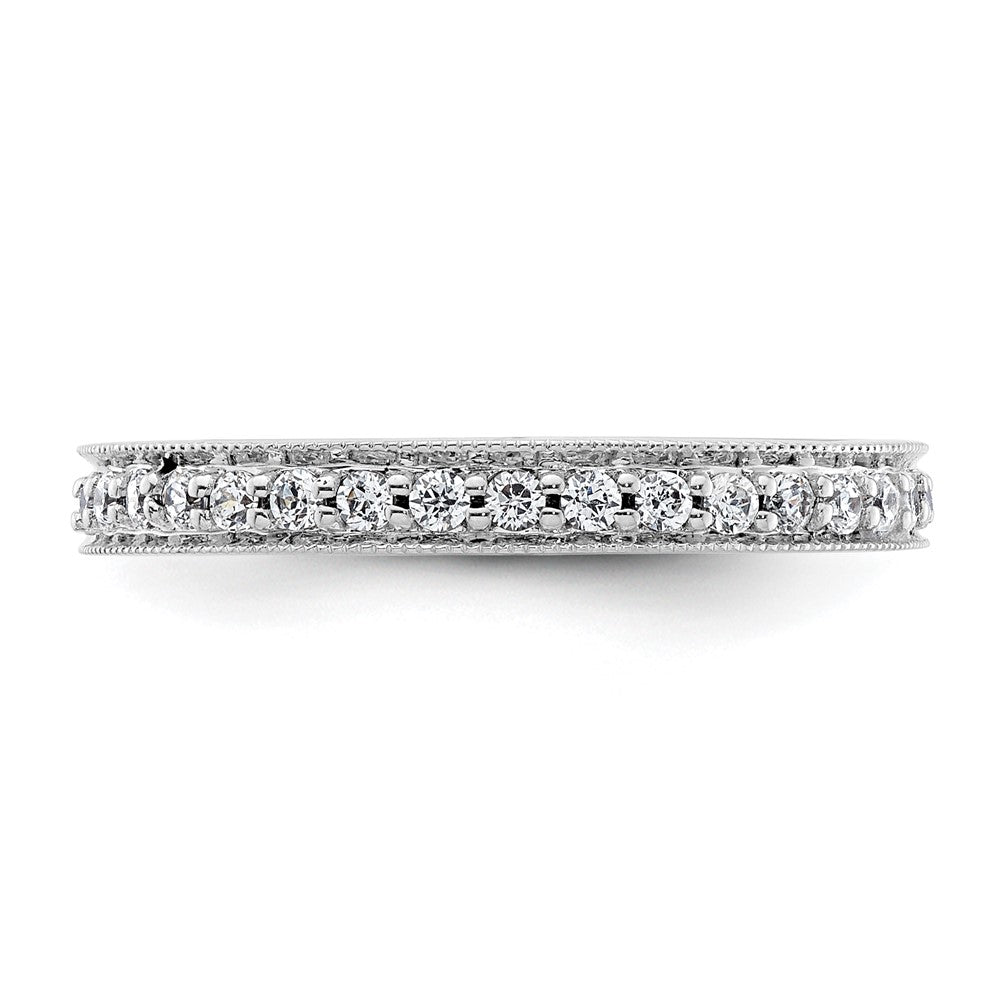 Solid Real 14k White Gold Polished Round 1/2 CT Vintage CZ Eternity Wedding Band Ring