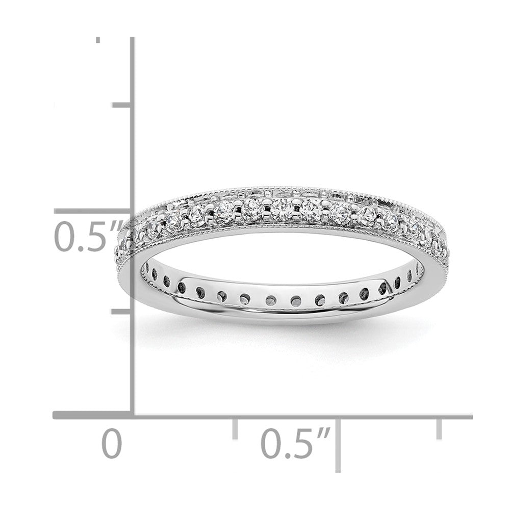 Solid Real 14k White Gold Polished Round 1/2 CT Vintage CZ Eternity Wedding Band Ring