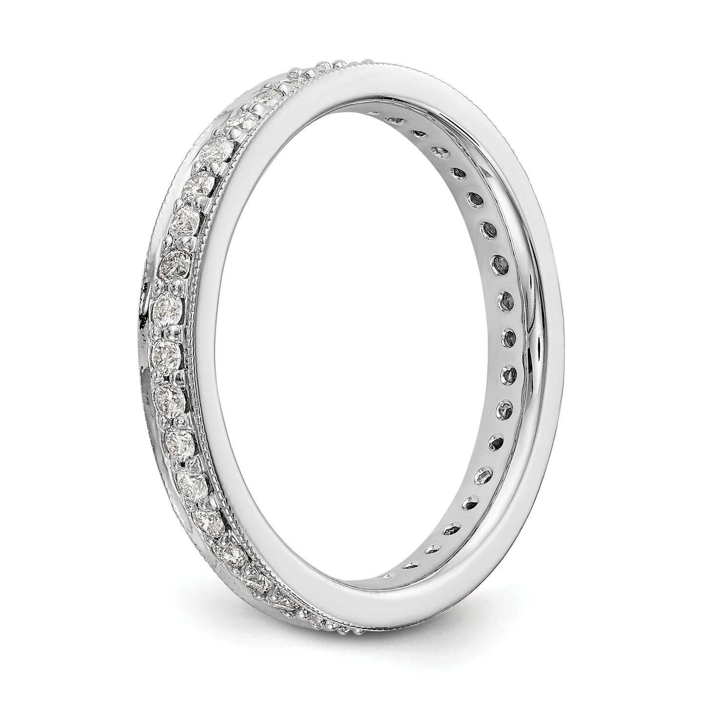 Solid Real 14k White Gold Polished Round 1/2 CT Vintage CZ Eternity Wedding Band Ring