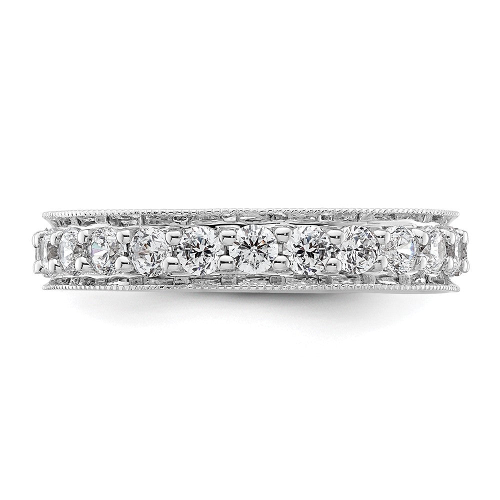 Solid Real 14k White Gold Polished Vintage 1ct CZ Eternity Wedding Band Ring