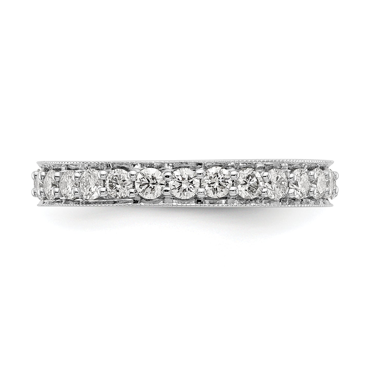 Solid Real 14k White Gold Polished Vintage 1ct CZ Eternity Wedding Band Ring