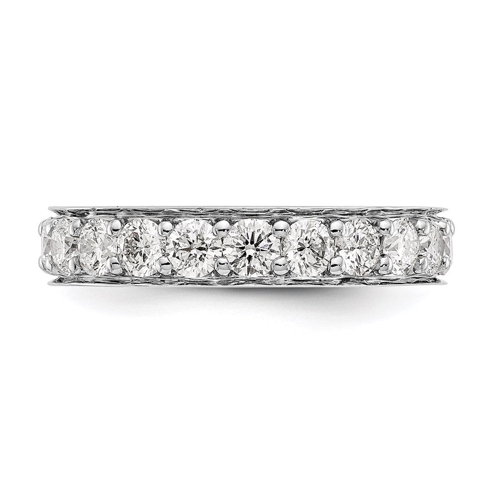 Solid Real 14k White Gold Polished Vintage 2ct CZ Eternity Wedding Band Ring