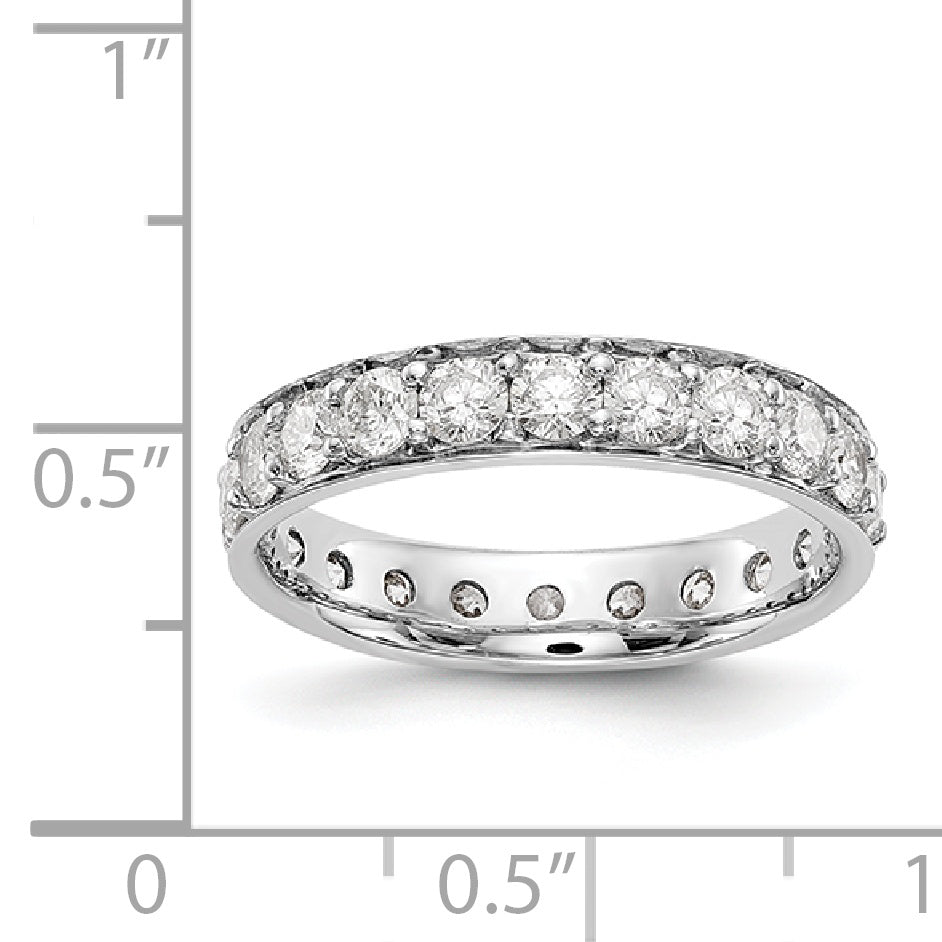 Solid Real 14k White Gold Polished Vintage 2ct CZ Eternity Wedding Band Ring