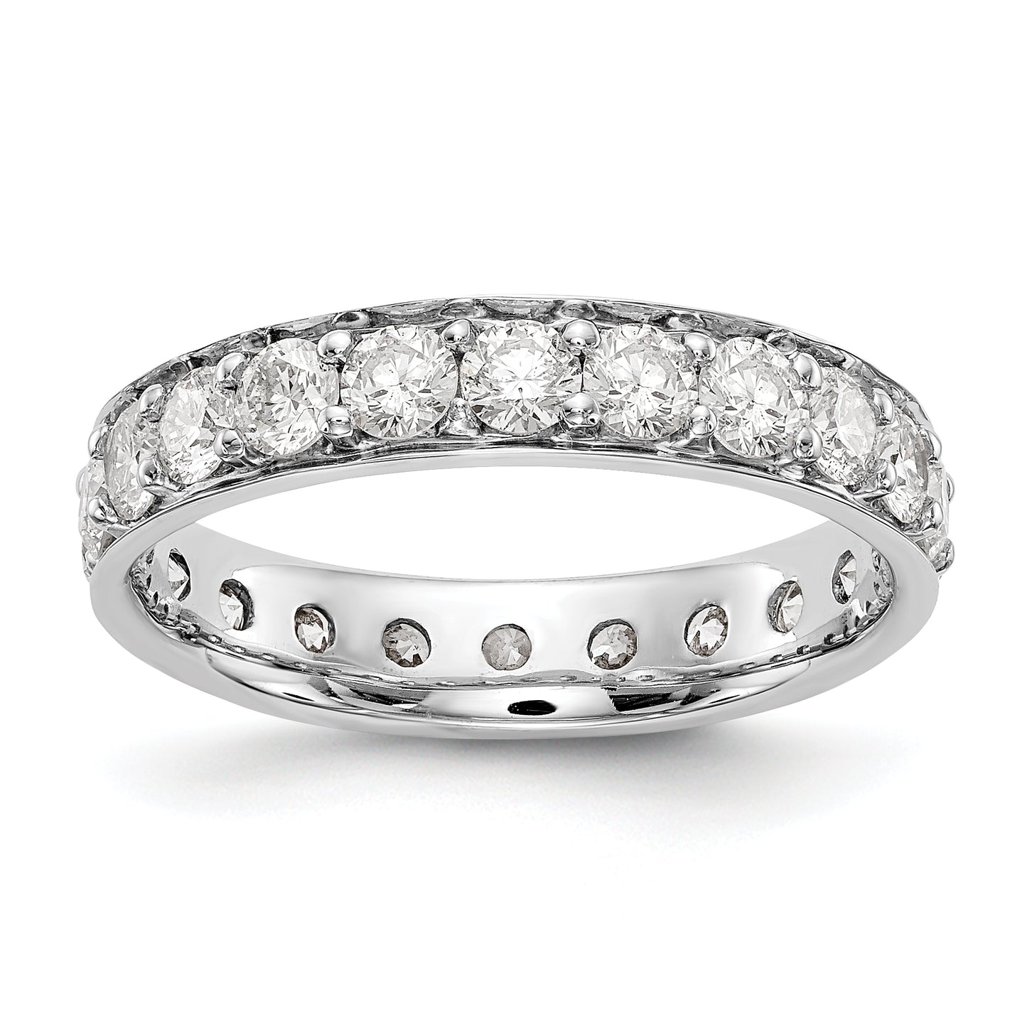 Solid Real 14k White Gold Polished Vintage 2ct CZ Eternity Wedding Band Ring