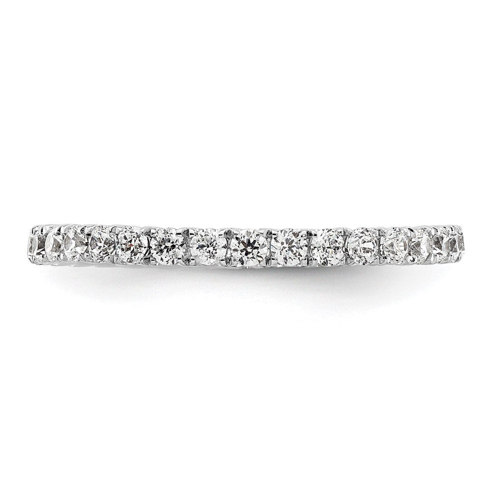 Solid Real 14k White Gold Polished U Shared Prong 1/2ct CZ Eternity Wedding Band Ring